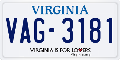 VA license plate VAG3181