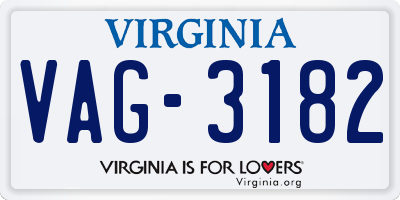 VA license plate VAG3182