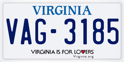 VA license plate VAG3185