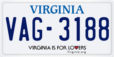 VA license plate VAG3188