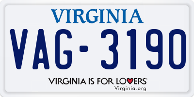 VA license plate VAG3190