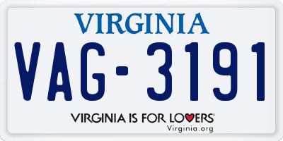 VA license plate VAG3191