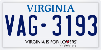 VA license plate VAG3193