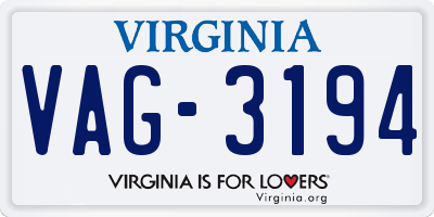 VA license plate VAG3194