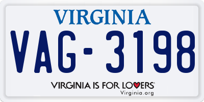 VA license plate VAG3198