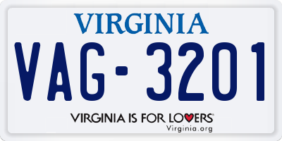 VA license plate VAG3201