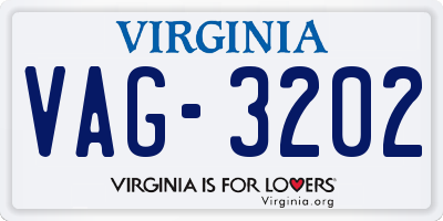 VA license plate VAG3202