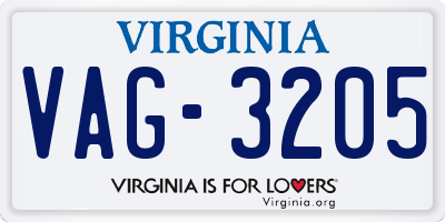 VA license plate VAG3205