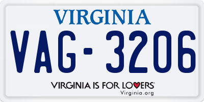 VA license plate VAG3206