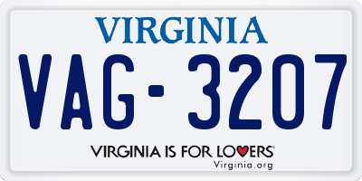 VA license plate VAG3207