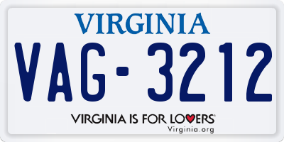 VA license plate VAG3212