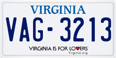 VA license plate VAG3213