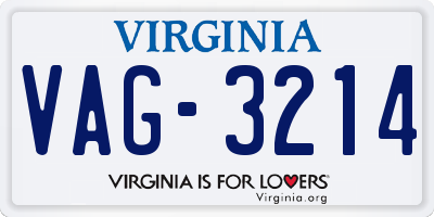 VA license plate VAG3214
