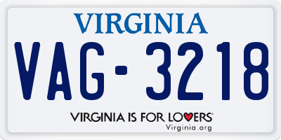 VA license plate VAG3218