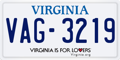 VA license plate VAG3219