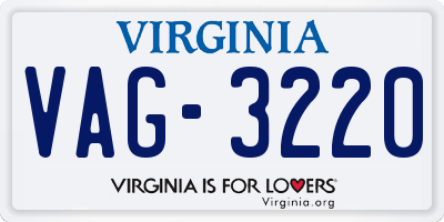 VA license plate VAG3220