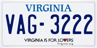 VA license plate VAG3222