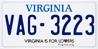 VA license plate VAG3223