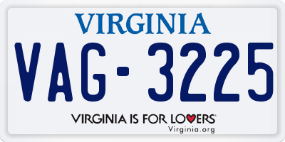 VA license plate VAG3225