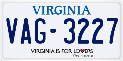 VA license plate VAG3227