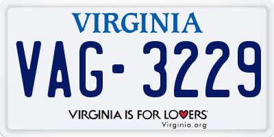 VA license plate VAG3229