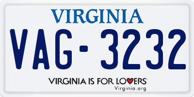 VA license plate VAG3232