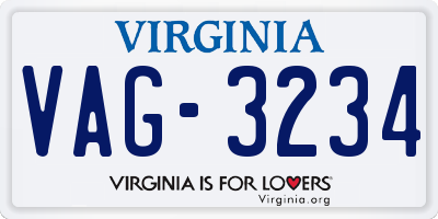VA license plate VAG3234