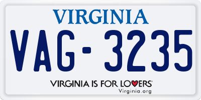 VA license plate VAG3235