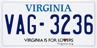 VA license plate VAG3236