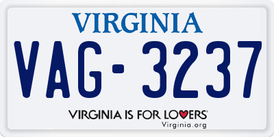 VA license plate VAG3237