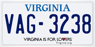 VA license plate VAG3238
