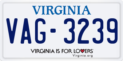 VA license plate VAG3239