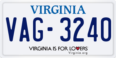 VA license plate VAG3240