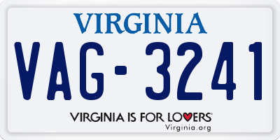 VA license plate VAG3241