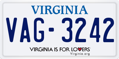 VA license plate VAG3242