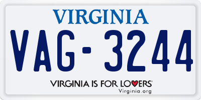 VA license plate VAG3244