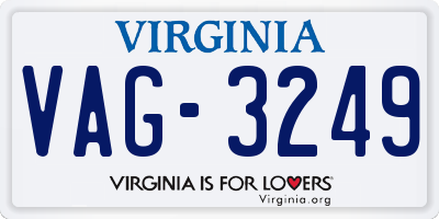 VA license plate VAG3249