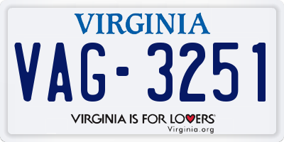 VA license plate VAG3251