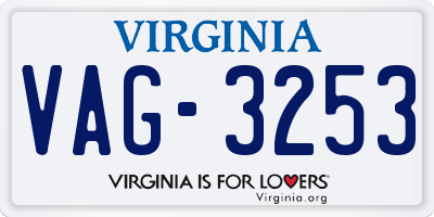 VA license plate VAG3253