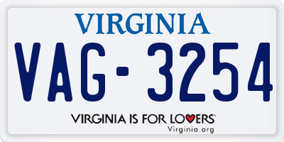 VA license plate VAG3254