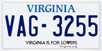 VA license plate VAG3255
