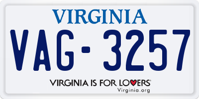 VA license plate VAG3257
