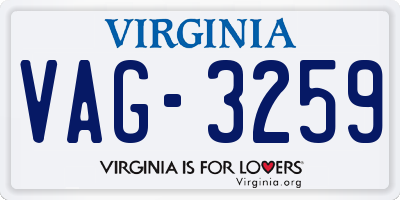VA license plate VAG3259