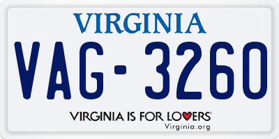 VA license plate VAG3260