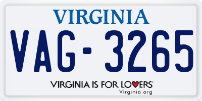 VA license plate VAG3265