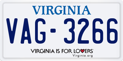 VA license plate VAG3266