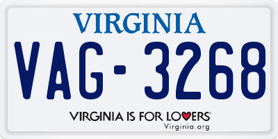 VA license plate VAG3268