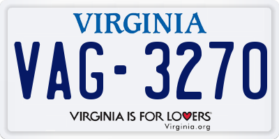 VA license plate VAG3270