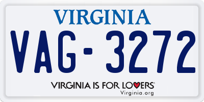 VA license plate VAG3272
