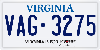 VA license plate VAG3275